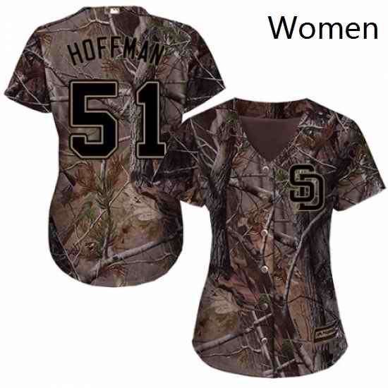 Womens Majestic San Diego Padres 51 Trevor Hoffman Authentic Camo Realtree Collection Flex Base MLB Jersey